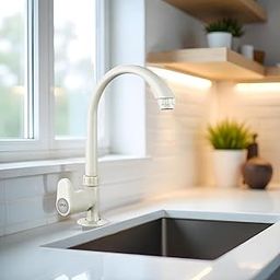 LIPKA Designo Swan Neck Swivel Spout Faucet Sink Cock | Wall Mount Sink for Kitchen | Wash Basins | Swan Long Neck Faucet | Plastic for Kitchen/Bathroom | Plastic Water | Lvory-image-72