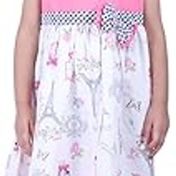 Zyrix Girl's Pink & White Cotton Blend Printed Cap Sleeve Frock-image-35