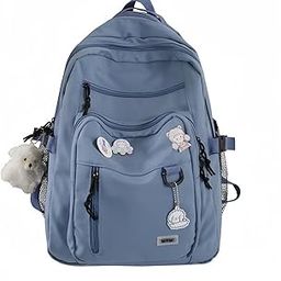 Cute Aesthetic Backpack for Teen Girls Middle School Bag Student Laptop White Backpacks With Cute Pin accessories-image-77
