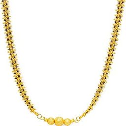 Long Mangalsutra Designs One Gram Gold Plated Necklace Pendant Tanmaniya Nallapusalu Black Beads Chain For Woman (28 Inches)-image-95
