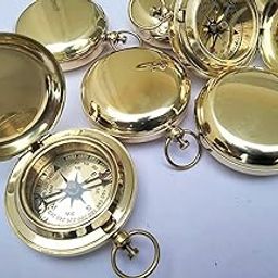 Brass Pocket Push Button Compass Solid Brass Compass Vintage Magnetic Compass Set of 6 Nautical Push Button Compass-image-6