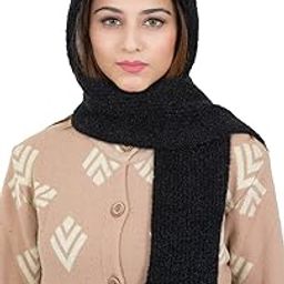 Women Warm and Soft Winter Woolen Muffler Cap, Attached Scarf Cap Combo for Girls and Women (Classic Plain)-image-38