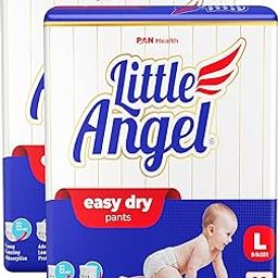 Little Angel Unisex Child Easy Dry Diaper Pants With 12 Hrs Absorption Large(L) Size, Pack Of 2,9-14 Kgs-L(124 Pieces)-22