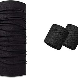 Style Along Black Bandana and Wrist Band Outdoor Fitness Sports Sweatband Headband Yoga Gym Unisex Head Band- Pack of 2-image-88