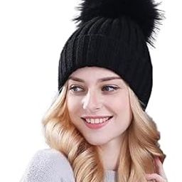 Women & Girl's Winter Warm Wool Beanie with Fur pom pom Cap-image-33