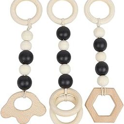 CALANDIS 3Pcs Wooden Baby Teether Ring Set Stable Stroller Hanging Girl and Boy Black | Baby | Feeding | Teethers-image-43