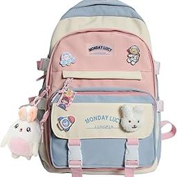 kawaii Girls Travel School Bag|Backpack Of Large Capacity Aesthetic Stylish Girls Korean Laptop Bag Rucksack for School |College Bags Cute Bookbag for Teens Water Resistance-image-59