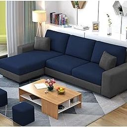 Sleepify Arkon 4 Seater L Shape Sectional Sofa Set -Blue-Dark Grey (Left Facing Lounger)-image-13