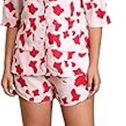 Rayon Nightwear Set for Women | 2 Pcs Buttoned Shirt & Curved Shorts Combo | Sleepwear Set for Girls & Ladies | Shirt and Shorts | Comfortable & Stylish | Red & White-image-79