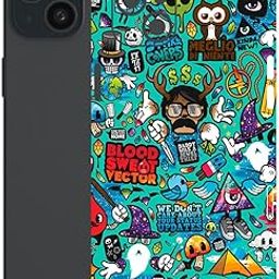 AtOdds - Compatible for iPhone 15 Plus - Mobile Back Skin Sticker - Lamination - Back Screen Guard Protector Film Wrap (Coverage - Back+Camera+Sides) (Design - Graffiti)-picture-1