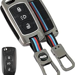 FlyPico Metal Silicon Key Cover Compatible with Compatible for Tata Nexon | Altroz | Tiago | Punch | Harrier | Safari | Tigor 3 Button Smart Key Special Feature Visible in Low-Light Condition-2