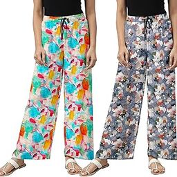 Relax Fit payjama with Floral Prints, Breathable Cotton Fabric with Drawstring Waistband Closure, for Women-image-80