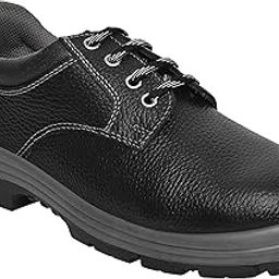 Allen Cooper Double Duty DD-7079 Safety Shoe, Classic Design, 200J Steel Toe Cap, Barton Print Leather, Directly Injected Double Density PU Sole, Black, Size 08 IND/UK-image-58