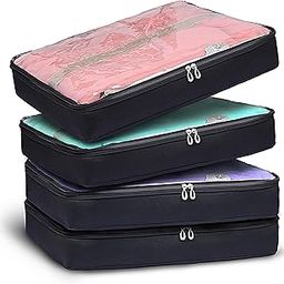 Fabric Saree Bags/Covers For Storage Set Of-4 Big Size With Zip Closure For Packing Pouches Clothes Bags And Wardrobe Organizer With Transparent Window-Black(4),33 Cm,7.6 Cm-6