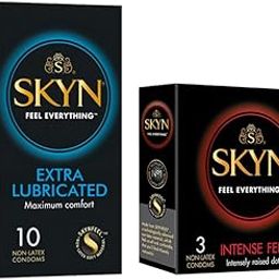 SKYN® Extra Lube super soft premium male condom for superior comfort 10p and SKYN® Intense Feel wave texture with Intensely raised Dots 3p- Pack of 13 non-Latex condoms-image-52