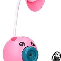 Wembley Table Lamps for Study Room for Students Reading Led Desk Lamp for Work from Home Rechargeable Octopus Shaped Multi-Function Inbuilt Sharpner for Kids (Pink)-image-20