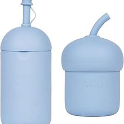 tudd Silicone Buddy Bottle for Baby 6 to 12 Months with Straw | Blue with Mini Sip | Spill-Proof Silicone Straw Cup for Kids | Blue-image-78