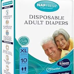 Napfresh Premium Adult Diapers Tape Style with Wetness Indicator | Upto 12 Hours Protection with Super Absorbent Core & Odour Lock | Leak Proof (Pack of 10, Extra Large (Waist Size 38"-65"))-image-2