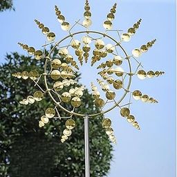 ATORSE Metal Windmill Garden Decoration Rotatable Outdoor Display Artwork 30x96.5cm Golden-image-18