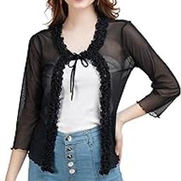 Women's Power Net Round Neck Ruffle Detail Shrug-image-13
