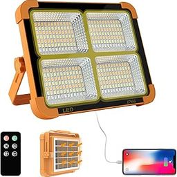 CosyEasy Portable LED Work Solar Light 100W 16500mAh 10000 LM with Stepless Brightness Job Site Battery Rechargeable LED Floor Light for Emergency Worklight for Hurricane (Orange(Remote))-image-68