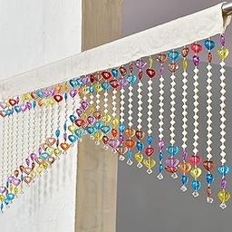 GOYCORS Polyvinyl Chloride Fancy Sparkling Floral Bead String Transparent Door Curtain For Pooja Room Mandir Living Room | Multi | 1 Piece, Toran 4 Ft X 2 Ft-image-2