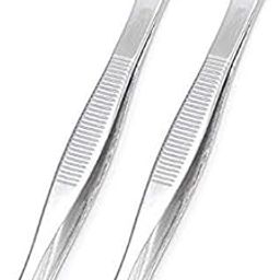 AntiqueShop Metal Flat Tip Tweezer and Plucker, Silver, 50 g (Pack of 2)-image-33