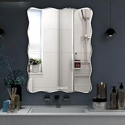 GLAMX® Plain Glass Frameless Decorative Mirror for Bathroom Wall (18 X 24 Inch, Rectangle Zigzag Design)-image-88
