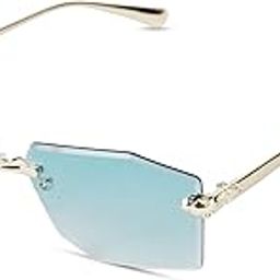 "Elite Rimless Rectangular Sunglasses for Women with Tinted Lenses, Gold Metal Frame, Case and Cleaning Cloth Included-image-46