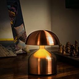 Rosha Coral Wireless Iron LED Table Lamps | Upto 10-12 Hrs 2100 mAh Rechargeable Batteries | Touch Dimmer Control | 3 Level Brightness (Rose Gold)-image-5