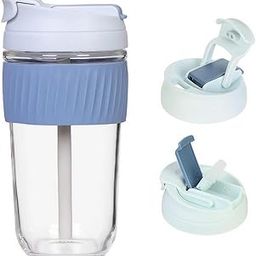 B and S ENTERRPRICE500ml Glass Coffee Mug with Lid - Leak-Proof Tumbler Cup with Non-Slip Grip – Ideal for Hot & Cold Beverages, Travel, Office, and Home Use – Multi-Color (Color May Very)-image-65