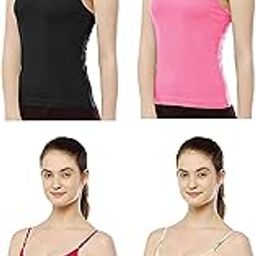 Women's Ladies Adjustable Strap Slip Camisole Spaghetti Top Innerwear 4 Pieces Combo-image-39