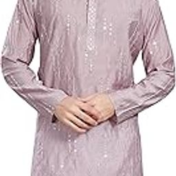 Men's Mirror Embroidered Silk Blend Only Slim Fit Kurta-image-82
