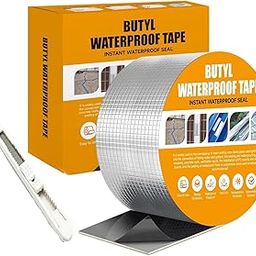 UCRAVO Sealing Tape With Cutter Self-Adhesive, Waterproof, Bitumen Tape, Butyl Tape, Aluminium Foil Waterproof Tape, Roof Gutter Repair Tape, Sealing Tape for Use on Holes, Pipes, Roofs (10cmx5m)-image-55