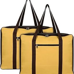 Kuber Industries Small Size Lightweight Foldable Rexine Jumbo Underbed Storage Bag With Zipper And Handle (Yellow & Brown)-Pack of 2-image-12