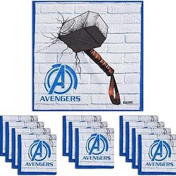 Kuber Industries Marvel Mjollnir Handkerchiefs | Cotton Handkerchiefs for Boys | Handkerchiefs for Girls | Rumal for Boys & Girls | Hankies for Gifting | Pack of 12 | Blue & White-image-83