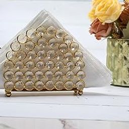 Crystal Napkin Paper Holder Facial Tissues Napkin Organizer Mails Letters Cards Holder Cast Standing for Dinner Table Dresser Home Deco Office (Gold)-image-8