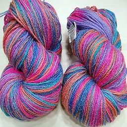 Oswal Knitting Yarn Wool Multi Blue Pink Light Orange Woolen Crochet Yarn Thread. Wool Yarn for Knitting. Woolen Thread. (300gm)-image-25