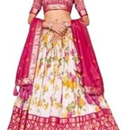 Murlidhar Creation Designer Floral Lehenga Choli Set with Embroidered Blouse, Pink Dupatta with Gold Border-image-6