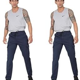 Casual Wear Regular Fit Textile Cotton Pyjamas for Men (Size M, Navy, Pack of 2)-image-79
