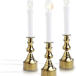 Ideal Dimmable Window Candles with Multi-Timer IR Controller, Metal Base, UL Certified Christmas Candles, 3 Pack with 2 Extra Replacement Bulbs (Brass)-picture-17