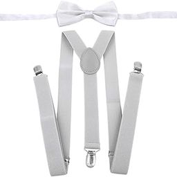 Men Suspenders with Bow Tie Y Back Braces for Trousers Formal Wear Light Gray | Suspenders Braces | Mens Accessories-image-64