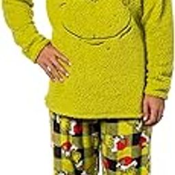 Dr. Seuss GRINCH Santa Plaid Plush Fleece Pajama Sleep Set-image-28