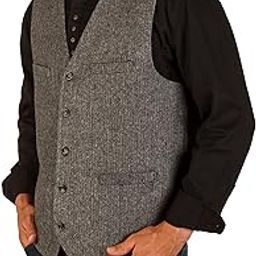 Men's Irish Vest Full Back Grey Herringbone Wool Blend Tweed Vest-picture-41