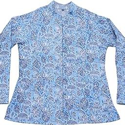 Women's Sky Blue Floral Cotton Quilted Reversible Full Sleeve Jacket-image-38