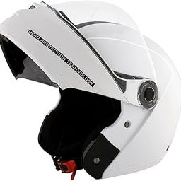 Studds Ninja ELITE Flip Up Full Face Helmet with Carbon Center Strip (White, XL)-image-38