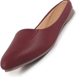 Women Back Open Slip-On Mules | Work and Casual Wear Loafer Flats | Memory Cushioned Insole Slippers-image-94