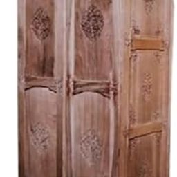Wooden Wardrobe Almirah with Shelves and Hanging Rod, Modern Storage Cabinet for Bedroom-image-72
