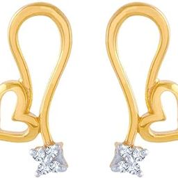 14k (585) Yellow Gold and American Diamond Stud Earrings for Women-image-45