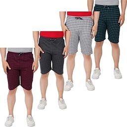 Men's Cotton Blend Checked Bermuda Shorts Combo Multi Color Cargo-Free Size-picture-19